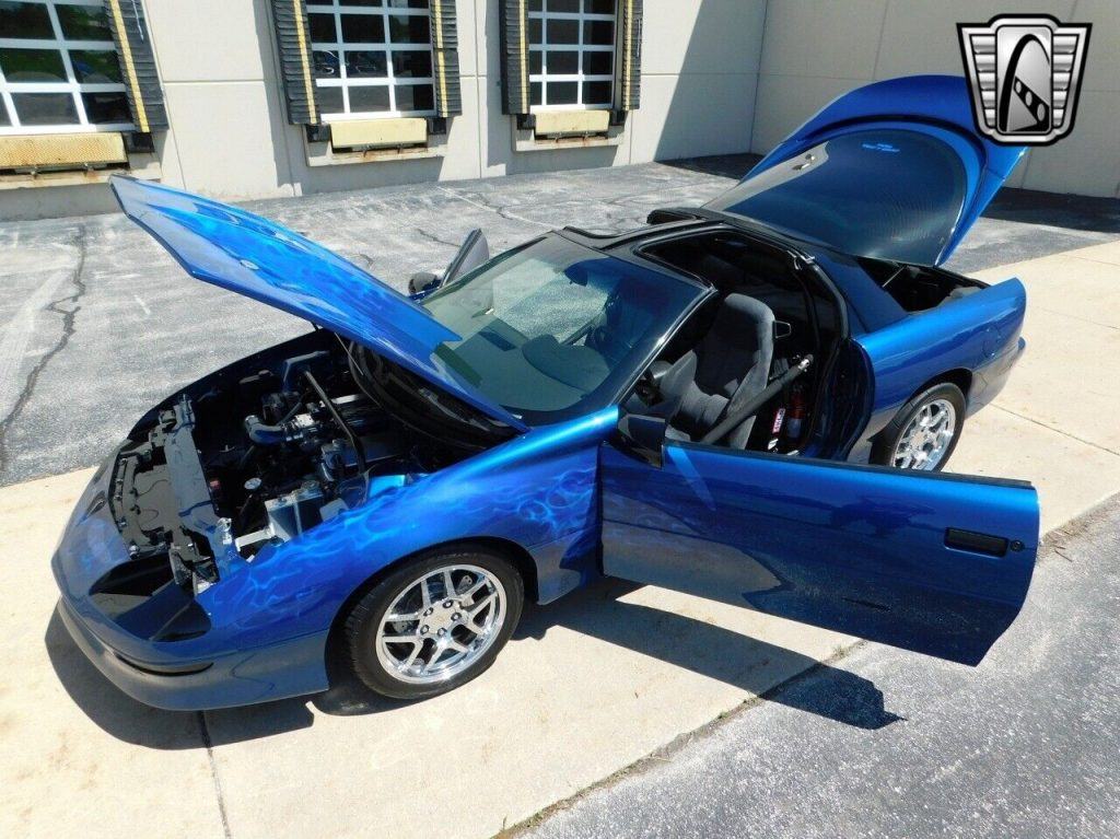 blue with Ghost Flames 1994 Chevrolet Camaro 383 V8