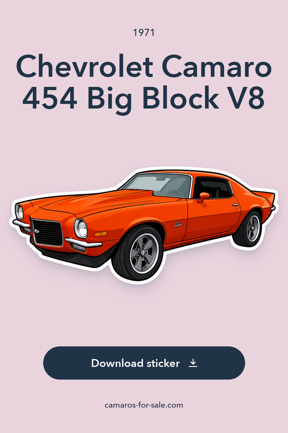 1971 Chevrolet Camaro 454 Big Block V8 sticker preview