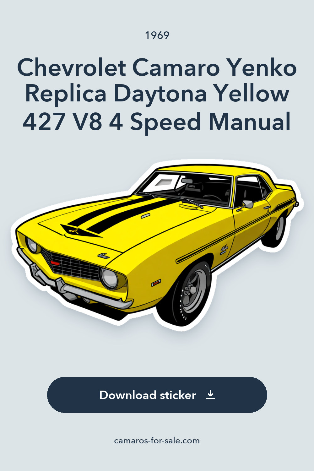 1969 Chevrolet Camaro Yenko Replica Daytona Yellow 427 V8 4 Speed Manual sticker preview